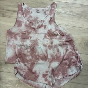 Gilly Hicks Pink and White Tie-Dye Tank Top & Shorts Lounge Set Sz small